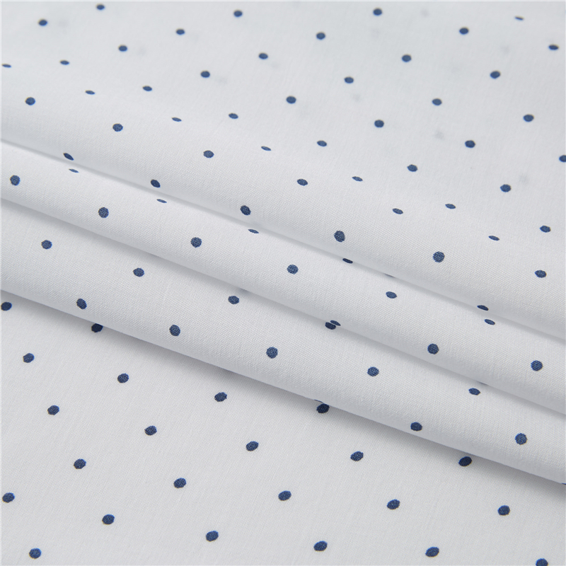 Pois blancs fond bleu 100% popeline de rayonne respirant formes tissu imprimé à pois